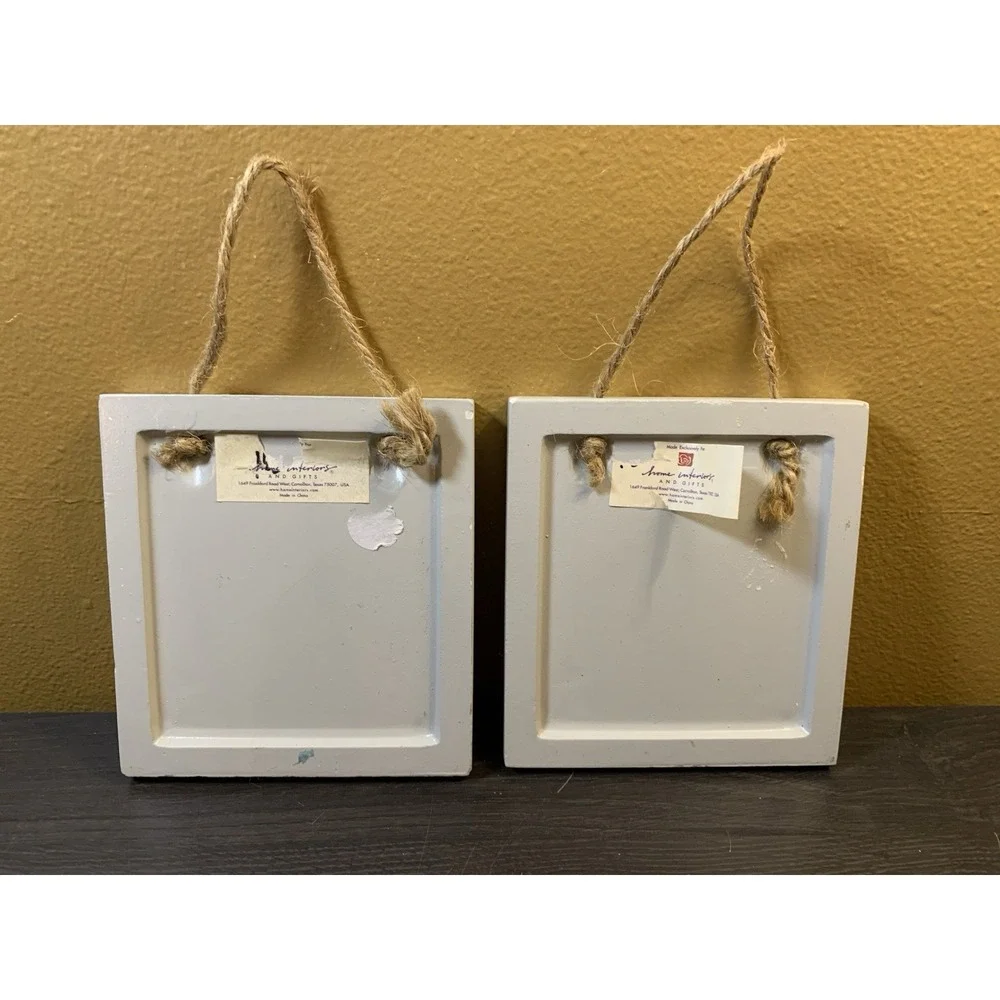 Home Interiors Hydrangeas - Ceramic Tile Wall Art Plaques - Set of 2